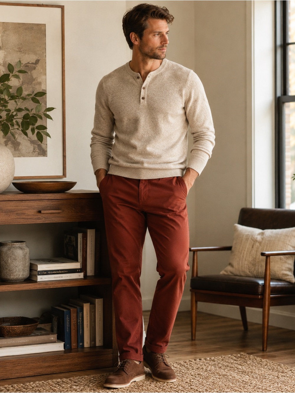 J.Crew Straight Fit Flex Chino Pants NWT Deep Redwood Brown 30x32 Style H3186